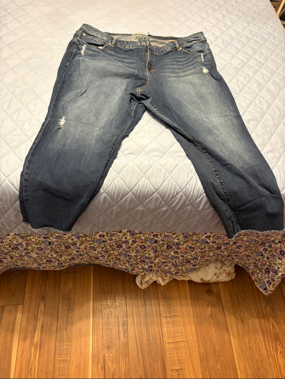 torrid Distressed Boyfriend Jeans in Dark Blue Wash